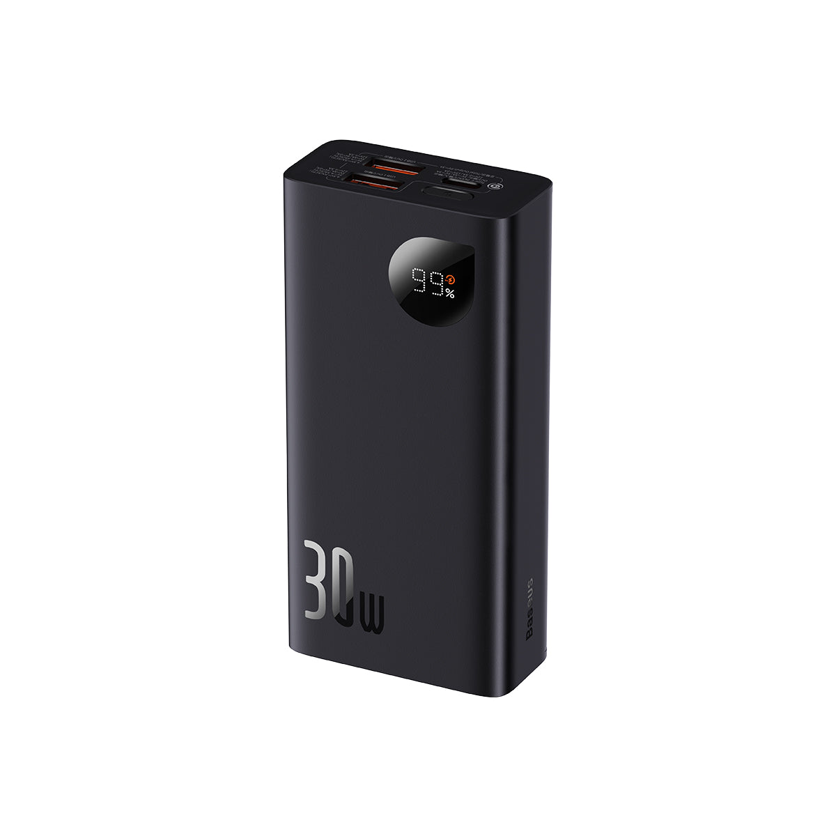 Black Baseus Adaman 2 10000mAh 30W power bank on white