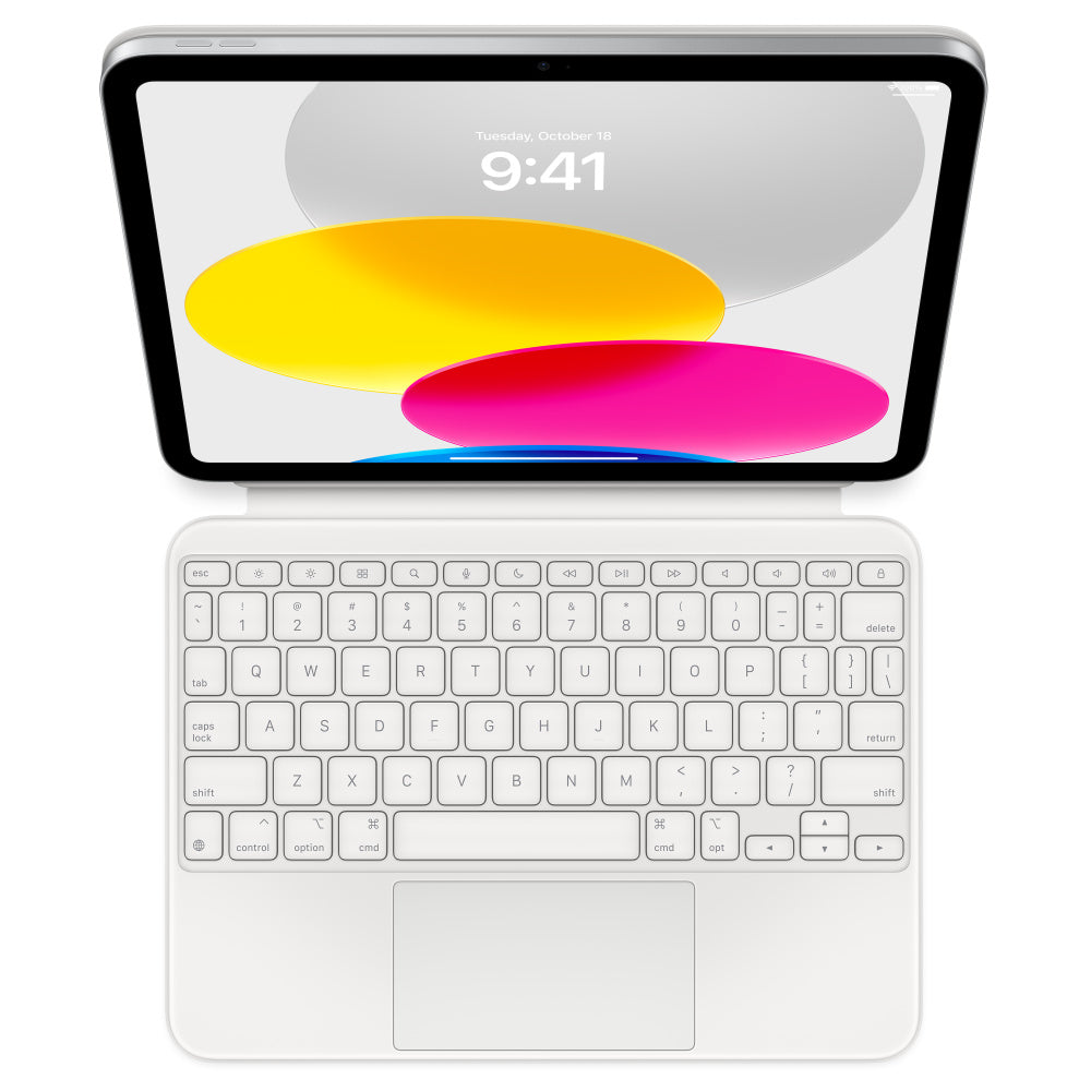 White Magic Keyboard Folio shown with iPad for illustration - iPad not included