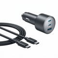 Anker 167.5W three-port car charger with USB-C cable on white