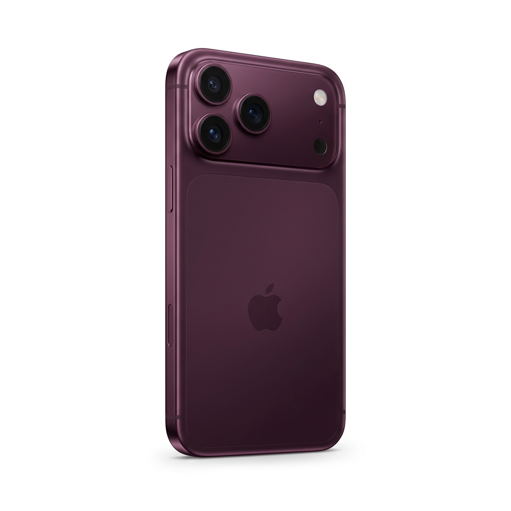 Burgundy phone on white background