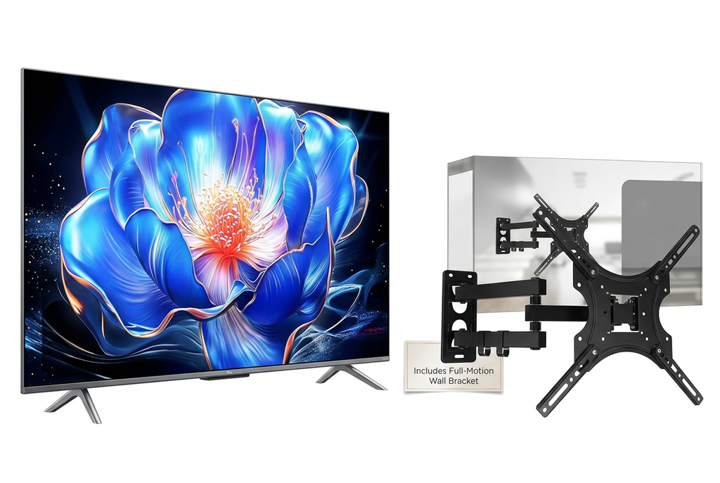 TCL 55-Inch QLED 4K Smart Google TV - With Free Swivel Wall Bracket