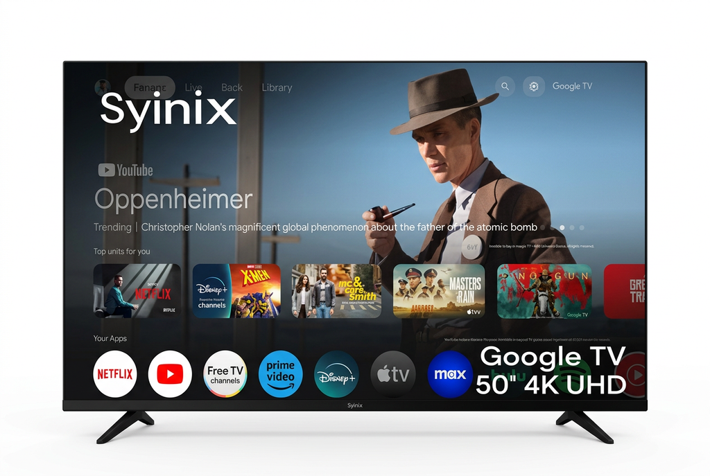 Syinix 50 Inch Google TV 4K UHD - Front View