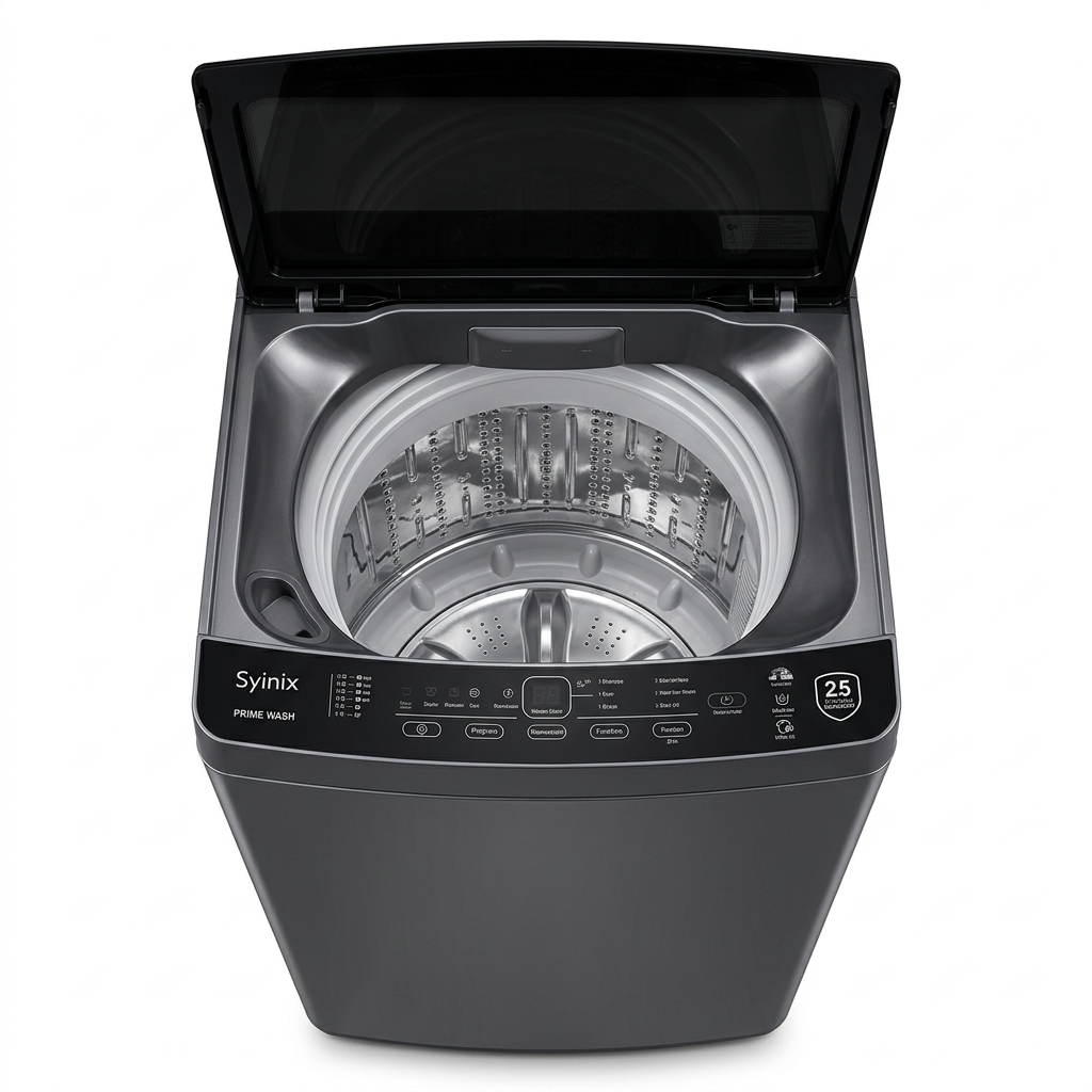 Syinix 11kg Top Load Washing Machine - Lid Open Drum View