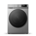 AI-edited grey Hisense washer-dryer closed on white based on first supplied reference; exact model unconfirmed.