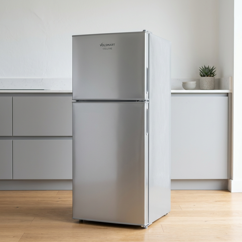 Volsmart 172L Double Door Refrigerator Silver - Angle View