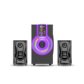 AI-edited woofer and two satellites based on main purple reference; actual supplied finish to confirm.