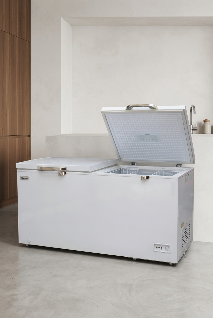 Ramtons 354L Chest Freezer - One Lid Open