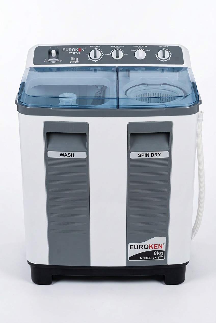 Euroken 8kg Twin Tub Washing Machine - Front View