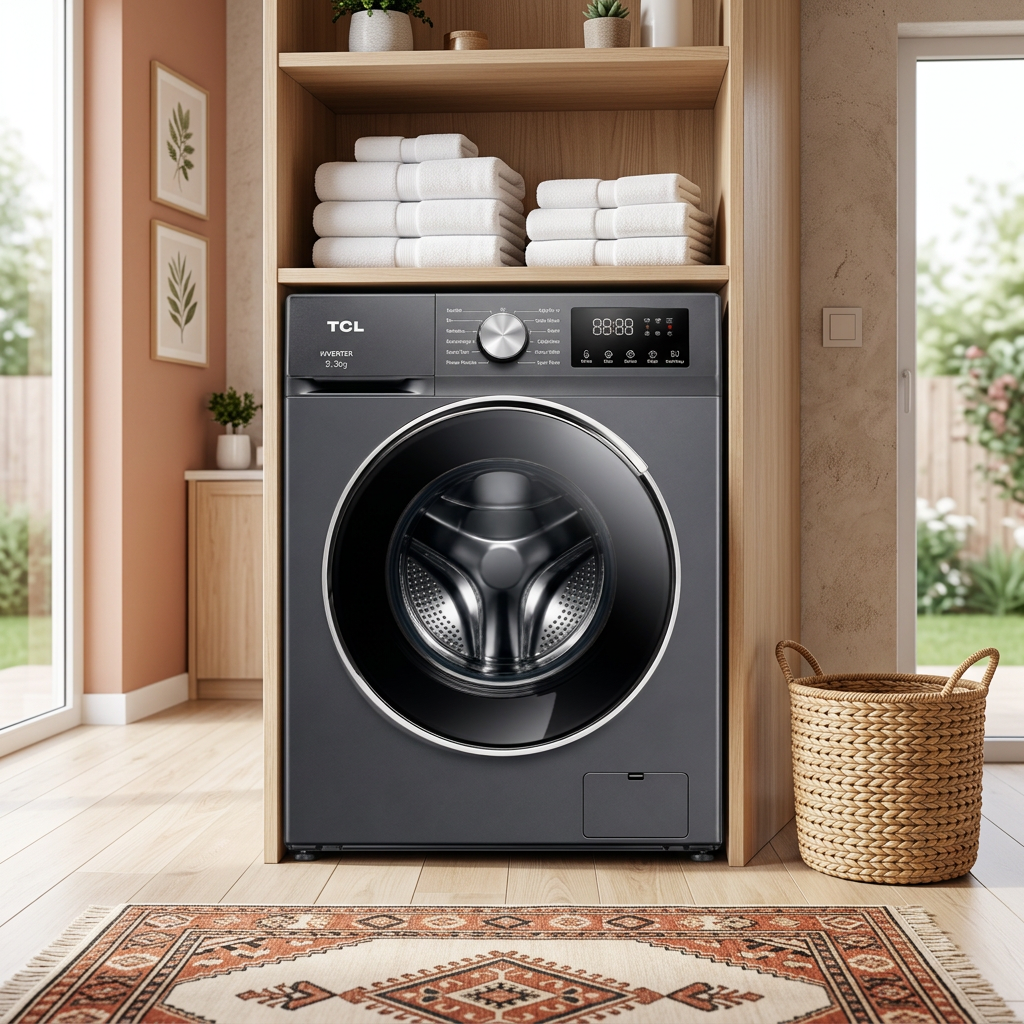 TCL P2110FLG 10kg Front Load Washing Machine - Lifestyle Laundry Room