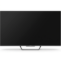 AI-edited Skyworth 75-inch TV on white with screen off and central loop-style stand.