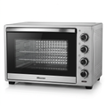 AI-edited silver Hisense 48L countertop oven on white with door closed.