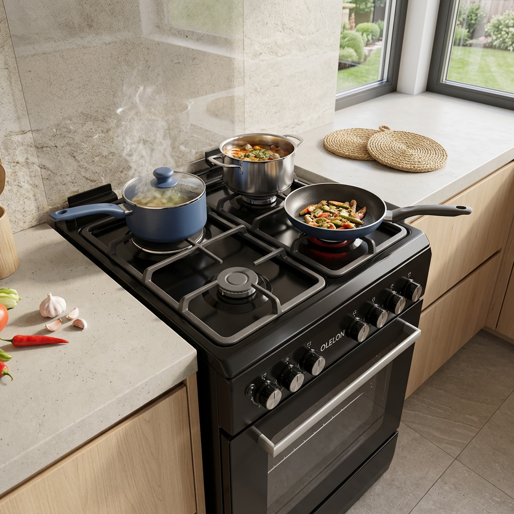 OLELON New Model 3 Gas + 1 Electric Cooker - Kitchen Lifestyle