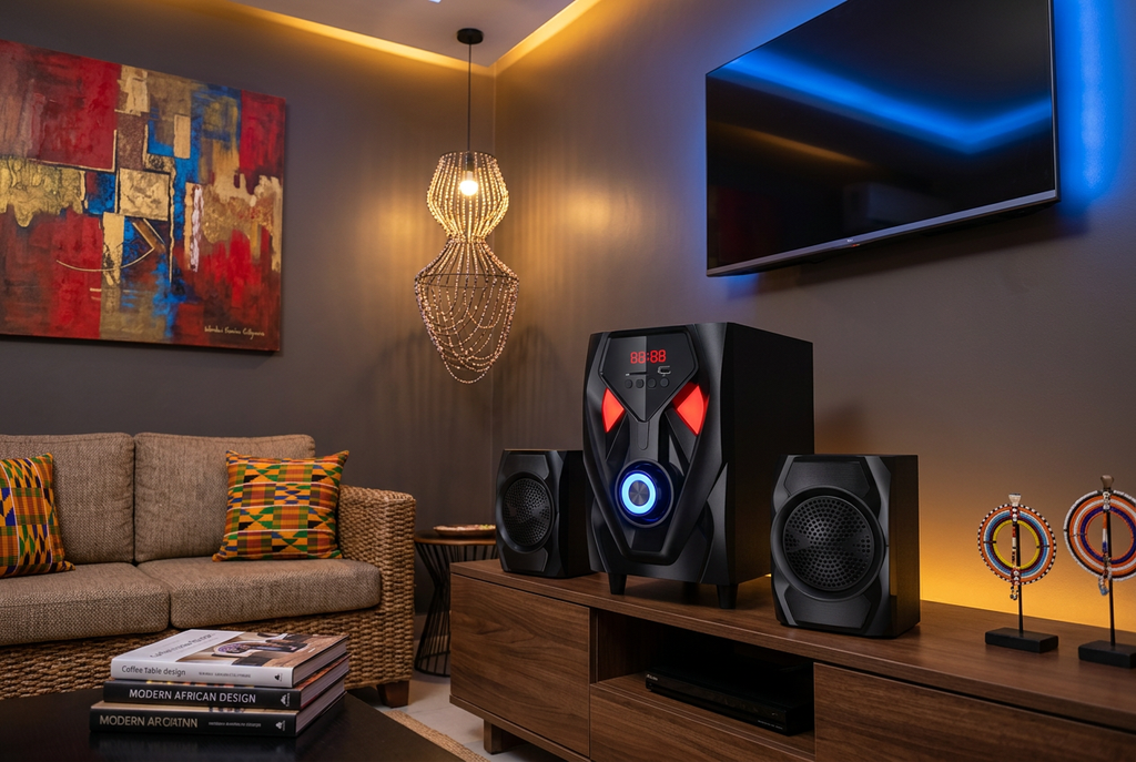 Amtec AM-108 2.1CH Multimedia Speaker System - Living Room Lifestyle Setup