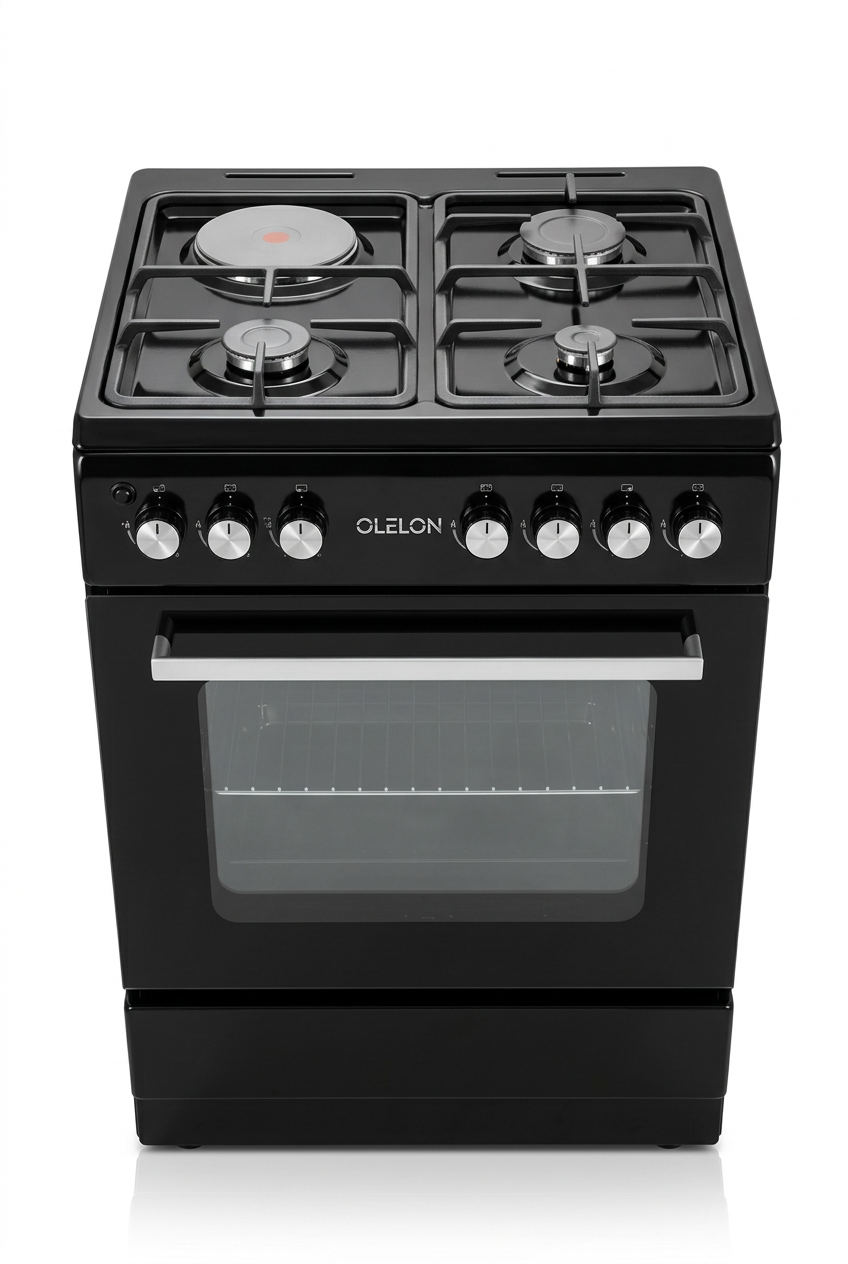 OLELON New Model 3 Gas + 1 Electric Cooker - Front View