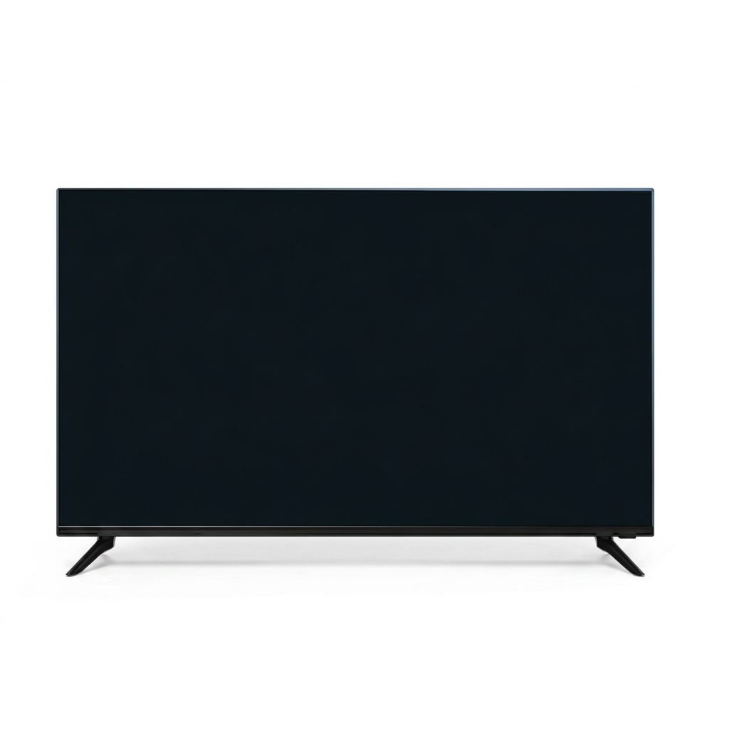 AI-edited Vision Plus 50-inch TV on white with screen off.