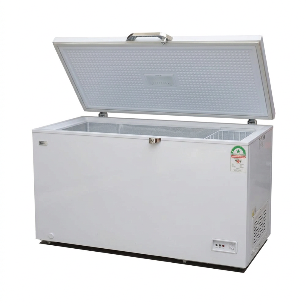 Ramtons 190L Chest Freezer - Lid Open 3/4 View
