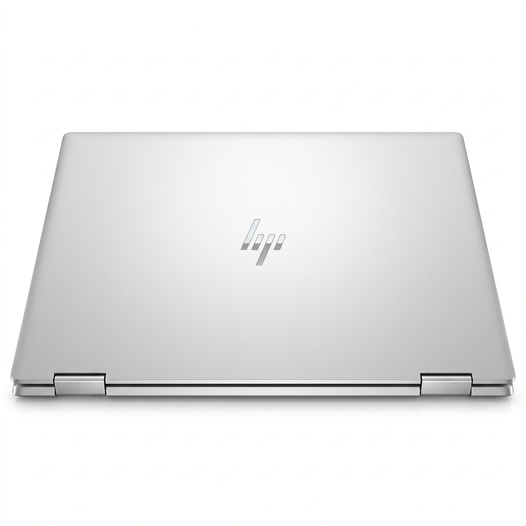 AI-generated reference-based silver HP EliteBook x360 1030 G8 closed laptop view