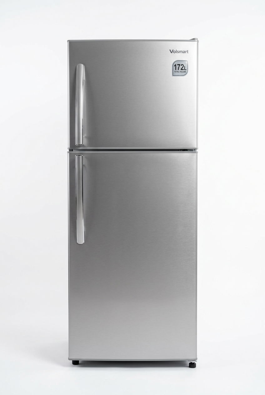 Volsmart 172L Double Door Refrigerator Silver - Front View
