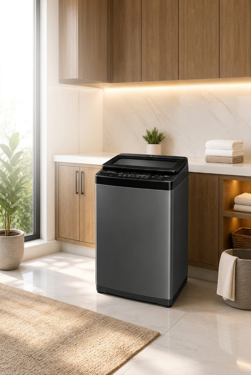 Hisense WT3K9022UB 9KG Top Load Washing Machine - Laundry Room Lifestyle