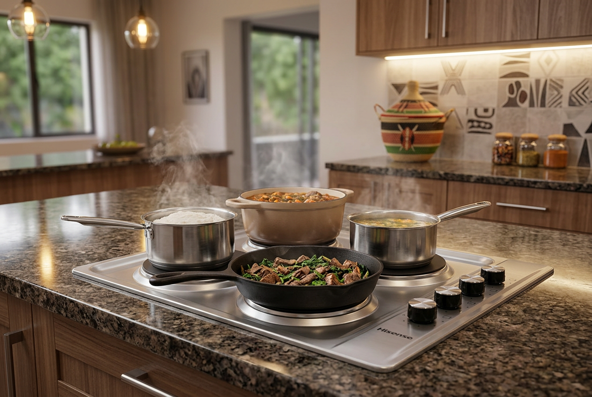Hisense H60STES 60cm Built-In Electric Solid Plate Hob - Installed in Modern Kitchen Lifestyle