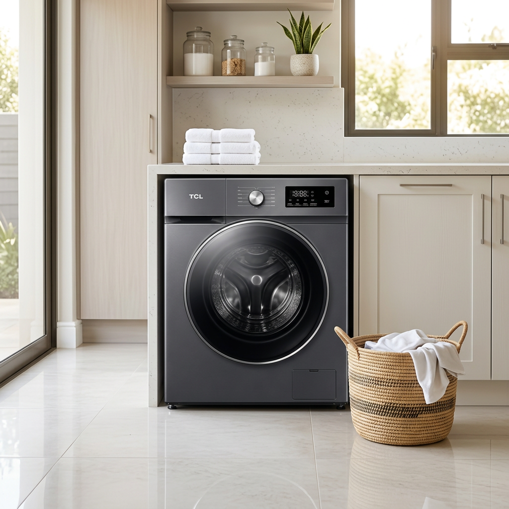TCL C7110FLG 10kg Front Load Washing Machine - Lifestyle Laundry Room