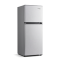 AI-edited GNIX FR-211DF silver 181L refrigerator, closed-door normal view
