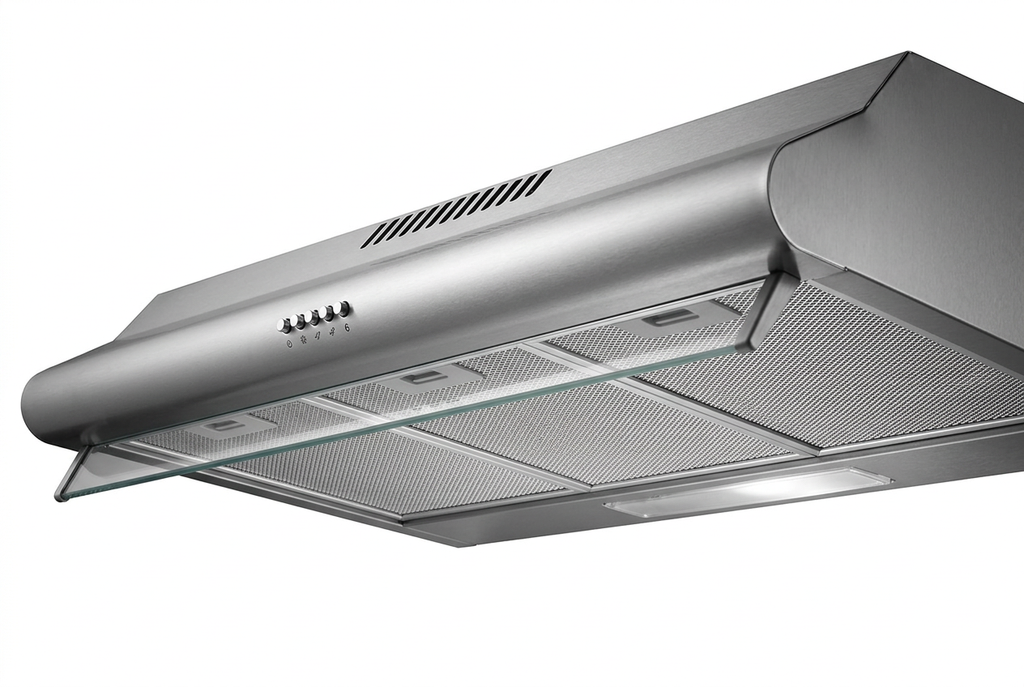 Hisense 90cm Slim Visor Cooker Hood - Angled Close-up Detail
