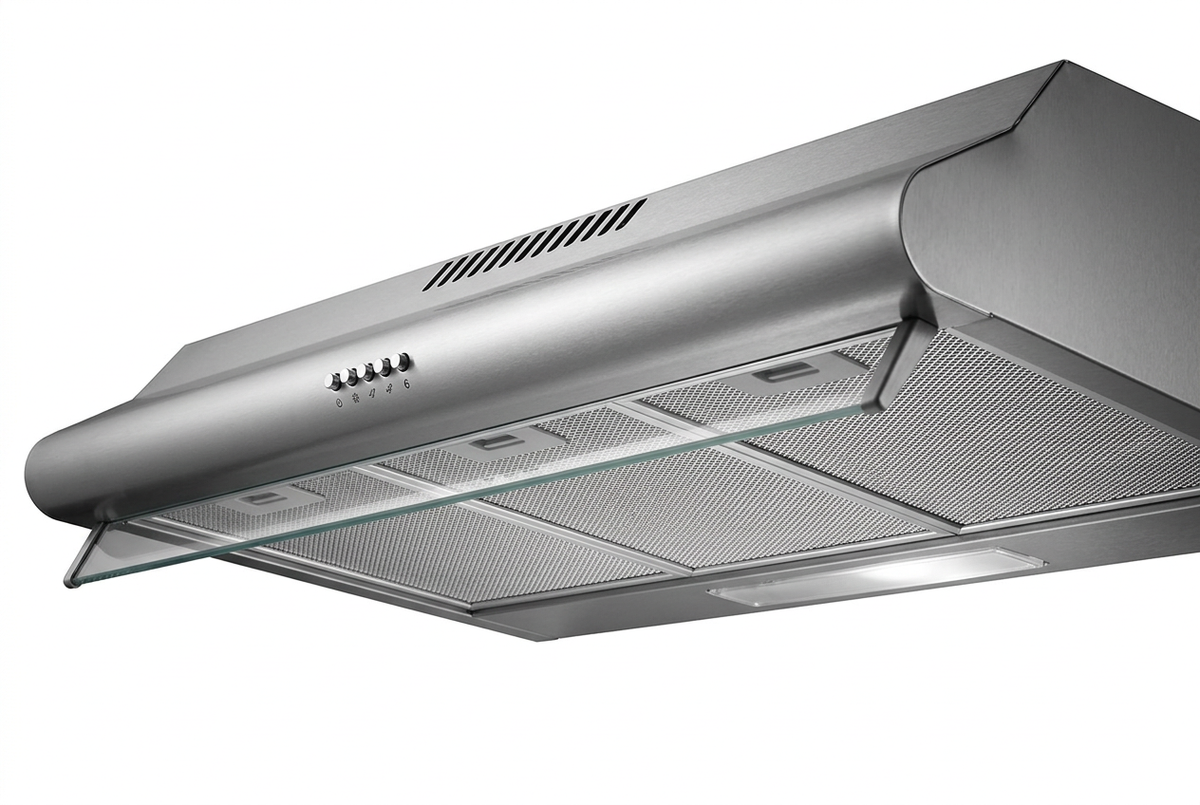 Hisense 90cm Slim Visor Cooker Hood - Angled Close-up Detail