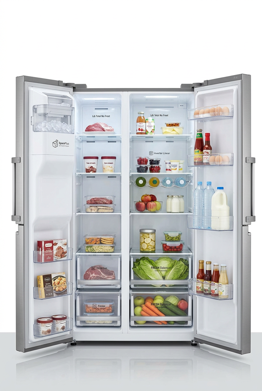 LG 519L Side by Side No Frost Refrigerator - Interior View
