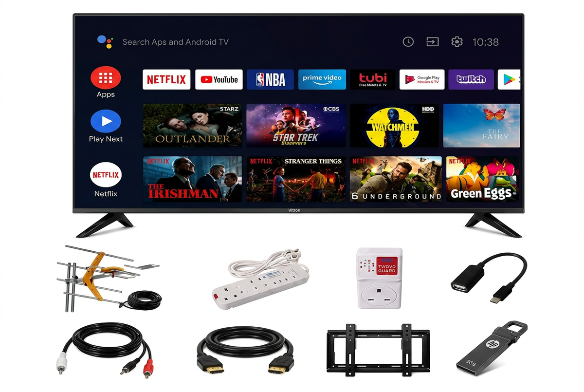 Vitron HTC3288QS 32-Inch Full HD QLED Smart Android TV - With 8 Free Gifts Bundle