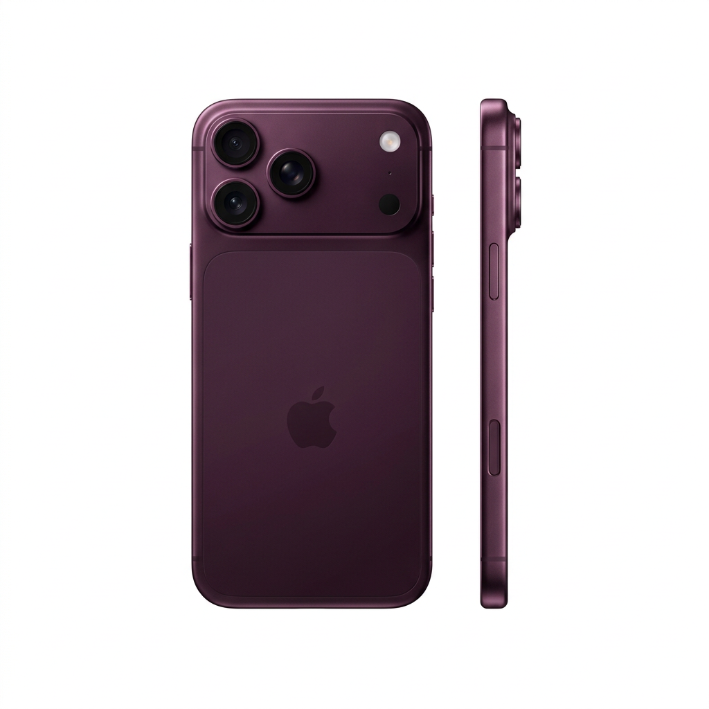 Burgundy phone on white background