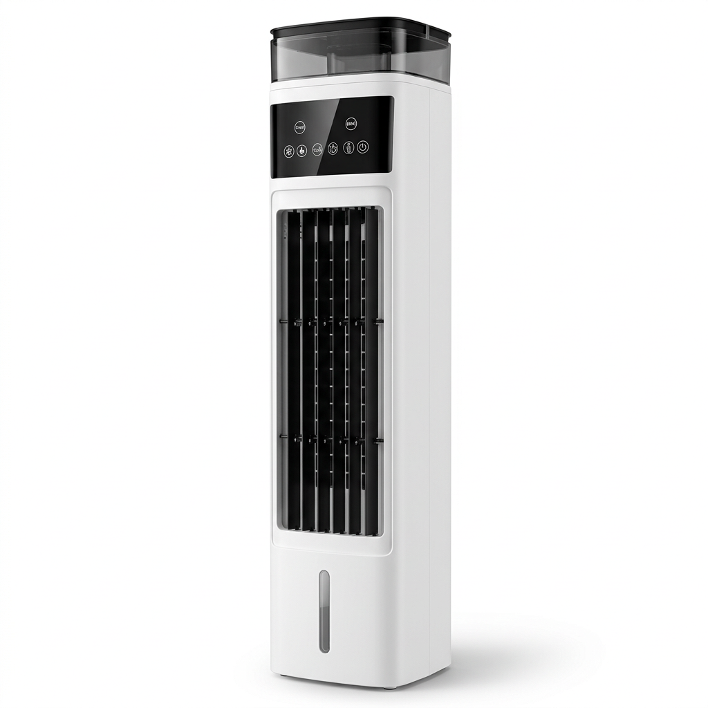 AI-edited Starworth tower cooler open-airflow view with casing and guards intact