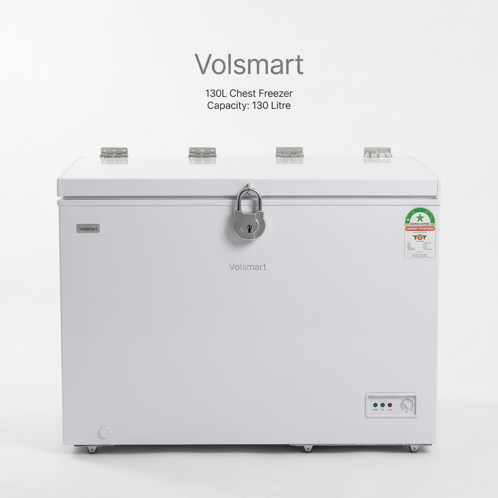 Volsmart 130L Chest Freezer - Closed Front View
