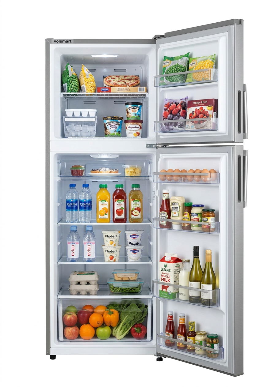 Volsmart 172L Double Door Refrigerator Silver - Interior View