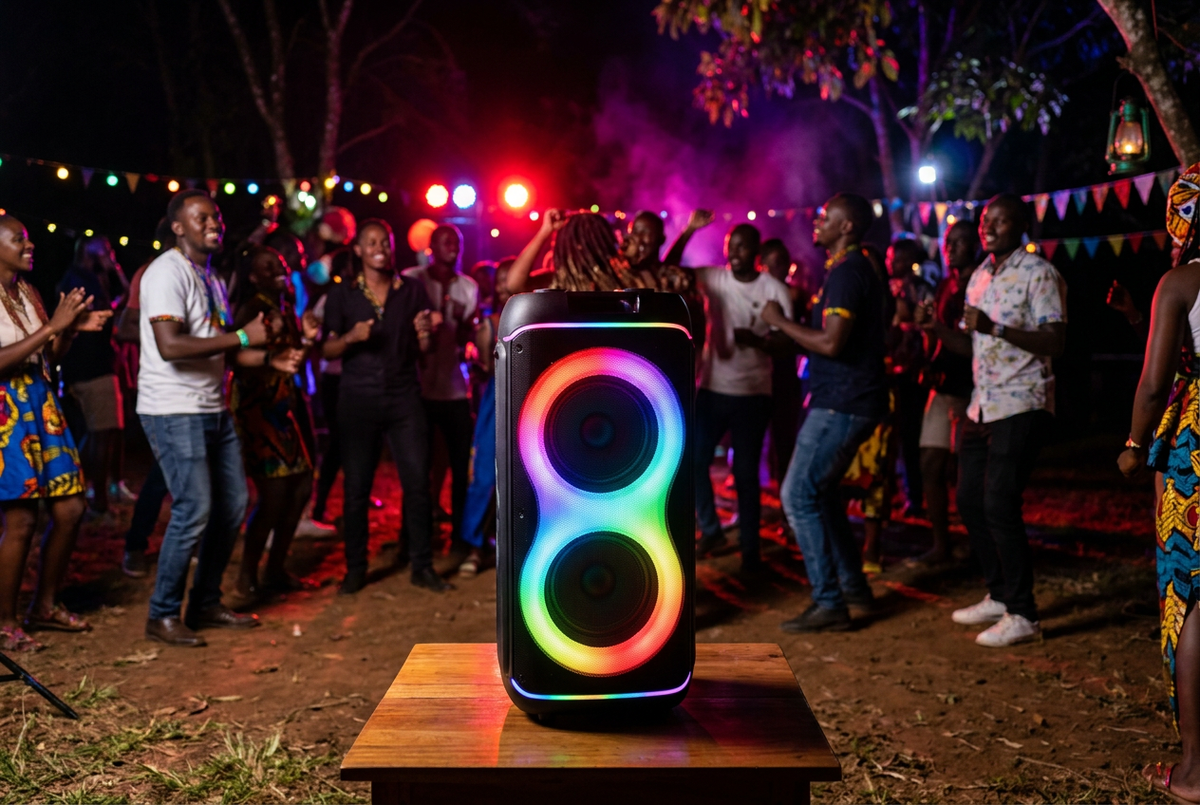 SS-8801 Dual 8 Inch Portable Party Speaker - Outdoor Night Party Lifestyle