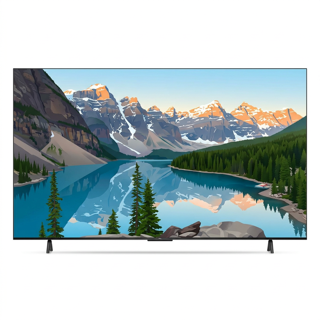 AI-edited front view of TCL P635 television based on main saved reference; illustrative screen.