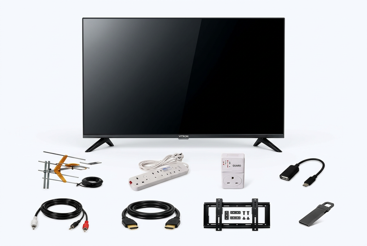 Vitron HTC3288QS 32-Inch QLED TV - Complete Bundle with 8 Free Gifts