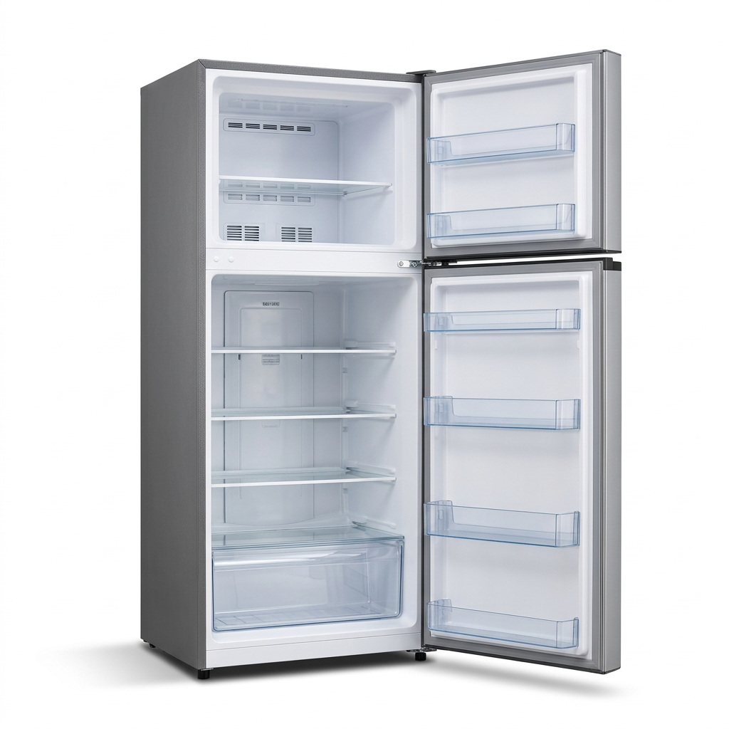 AI-edited GNIX FR-227-NF with both doors open on white; interior fittings illustrative.