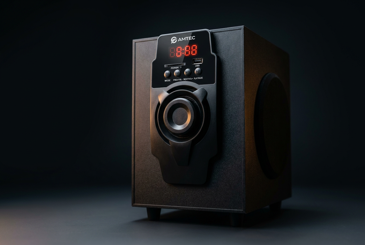 Amtec AM-808 2.1CH Multimedia Speaker System - Subwoofer Close-up Detail