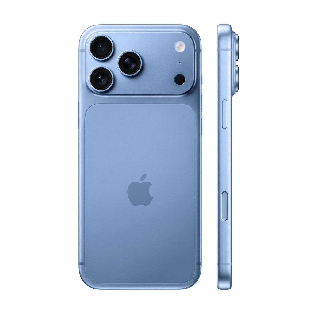 Glacier light blue phone on white background