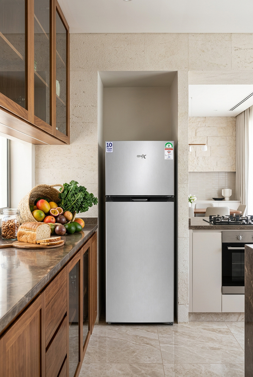 GNIX FR-236DF 206L Double Door Refrigerator - Kitchen Lifestyle