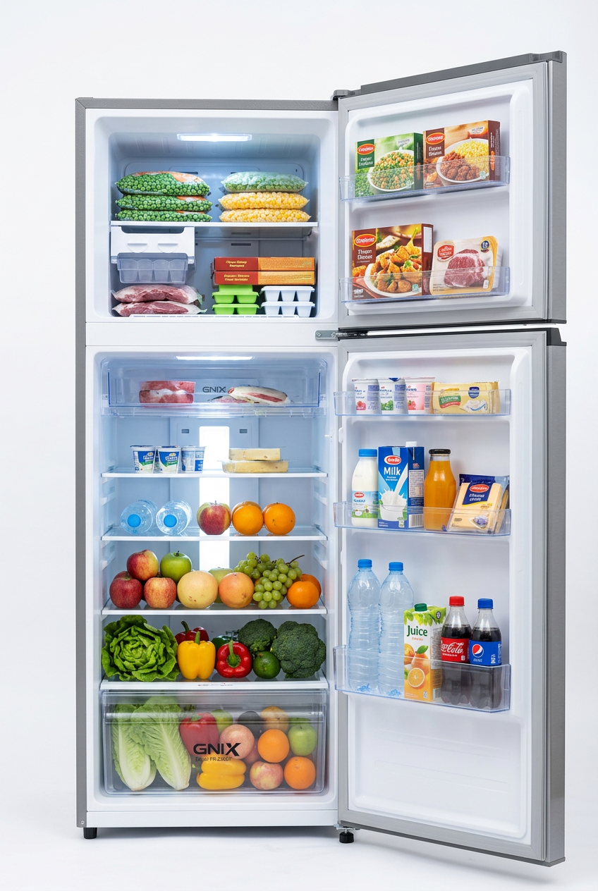 GNIX FR-236DF 206L Double Door Refrigerator - Interior View