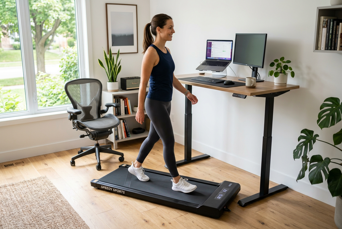 Speedy Sports Walking Pad Treadmill - In Use at Home Office
