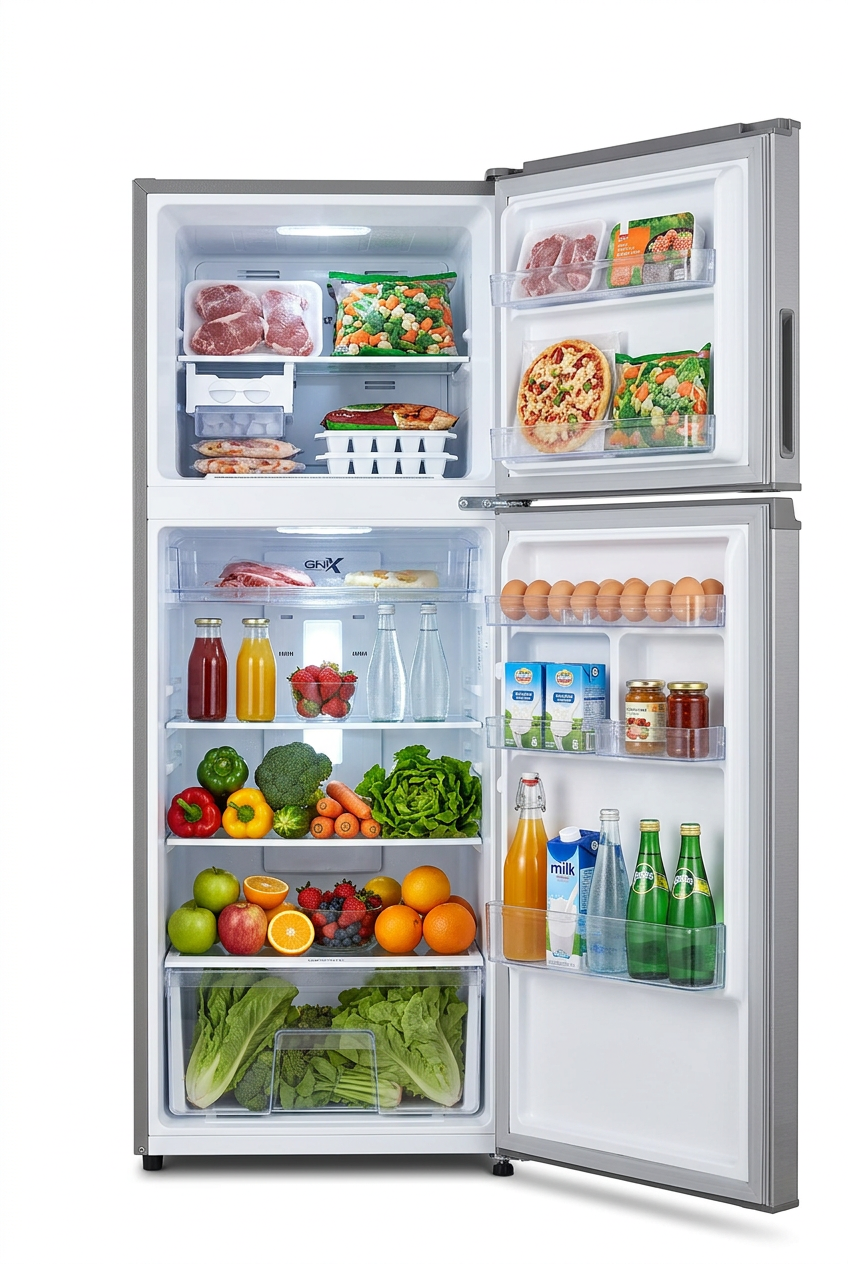GNIX FR-211DF 181L Double Door Refrigerator - Interior View