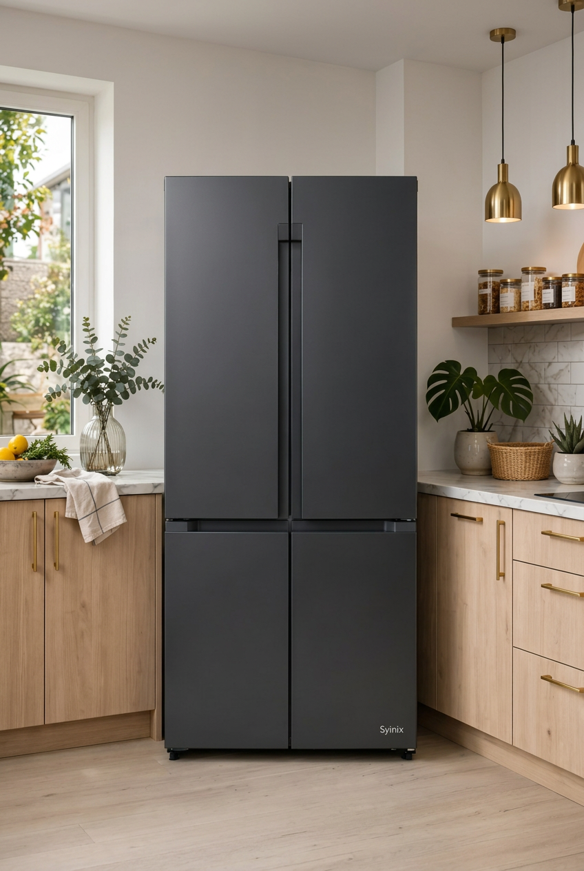 Syinix 421 Litres Glass Four Door Refrigerator - Modern Kitchen Lifestyle