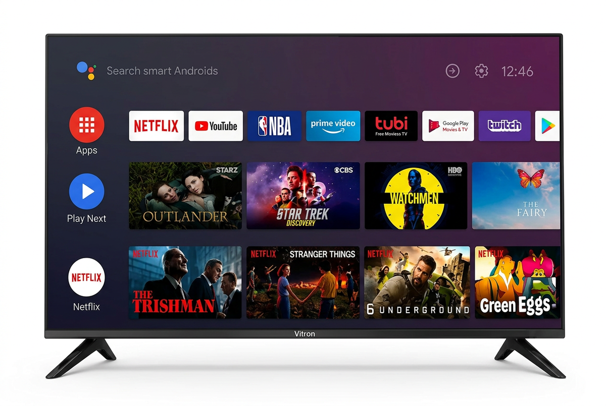Vitron HTC3288QS 32-Inch Smart Android QLED TV - Front View