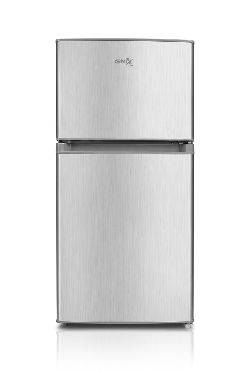 GNIX FR-155DF 128L Double Door Top-Freezer Refrigerator - Front View