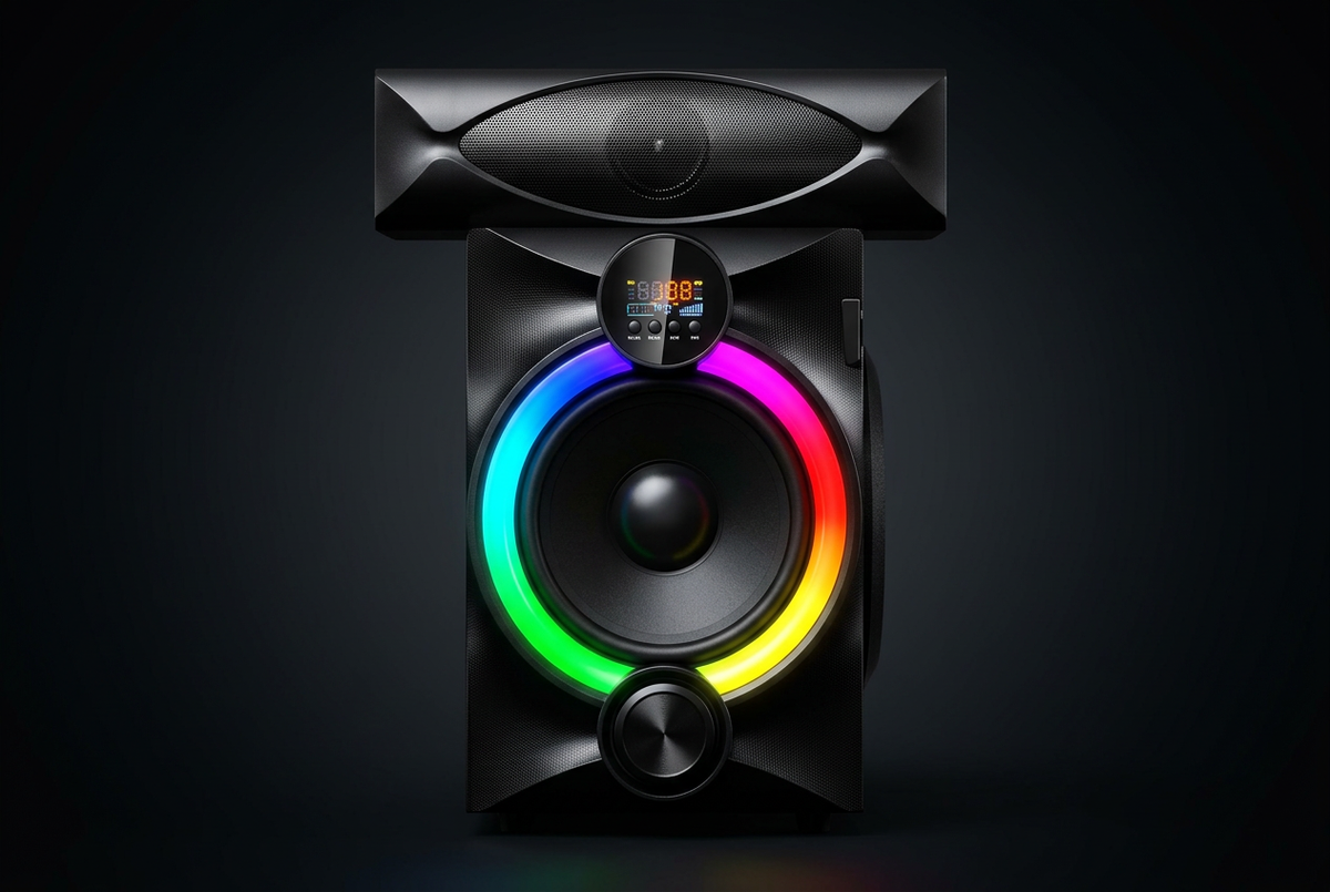 Amtec AM-833 3.1CH Tallboy Home Theater System - Subwoofer Rainbow RGB LED Close-up