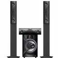 AI-edited Amtec AM-822 tallboy speaker system on white, lights off.