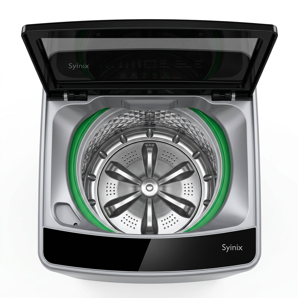 Syinix 12kg Top Load Washing Machine - Lid Open Drum View